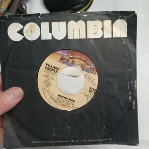 Village People "Macho Man" 45 RPM vinyl record single on the Columbia label